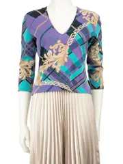 Printed Pattern Mid-Sleeve Top