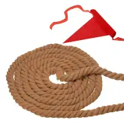 20' Tug of War Rope for Adults Teen Twisted Cotton Rope with Flag Brown