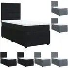 Box Spring Bed with Mattress Single Bed Dark Grey King Single Velvet vidaXL