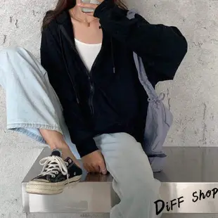 【DIFF】韓版寬鬆休閒內刷毛運動連帽外套 上衣 女裝 衣服 外套 長袖上衣 罩衫 防曬外套【J32】