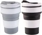2 Pack Collapsible Coffee Cup with Lids for Travel Silicone BPA Free12Oz Durable