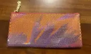 Benefit Bella Bamba Sequin Makeup/Cosmetic Bag Case Clutch Pink Purple Orange