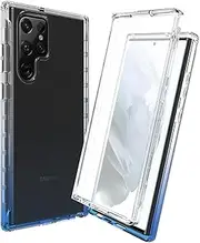 PC+TPU Hybrid Case for Samsung Galaxy S22 Ultra 6.8" 2022 with Built-in Screen Protector Heavy Duty High Impact Hybrid Full Body Shockproof Anti-Scratch Cover-Blue