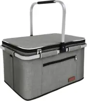 35L Large Picnic Basket 2 Layers of Internal Pockets Leak-Proof and Insulated Fo