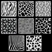8pce Stencils Animal Print Set 13x13cm Plastic Reusable Tile Cut Template
