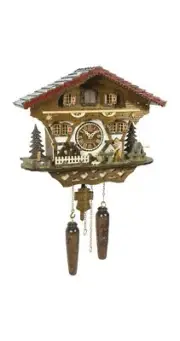 Quartz Cuckoo Clock Black Forest house with moving wblacks.. TU 4221 QM HZZG NEW