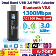 USB 3.0 Wifi Adapter 1300Mbps Dual Band 2.4G/5.8G Bluetooth 5 MIMO 2in1 Dongle