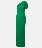 [Safiyaa] Safiyaa One-shoulder crêpe gown AU 12 green