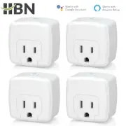 HBN 4Pcs Mini Smart WiFi Plug With Timer Work with Alexa/Google Home ETL Listed