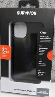 Griffin Survivor Clear Series Case for Apple iPhone 12 mini - Black-NEW