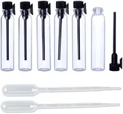 Enslz 100PCS Perfume Samples Mini Bottles with Black Lid Empty Glass Vials Dropper Bottle for Travel and Party (3ml)