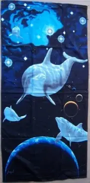 Beach Blanket Towel Dolphins Star Born 30" x 60" NEW 100% Cotton Schimmel