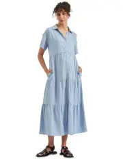 [Ripe] Macy Longline Linen Dress in Blue