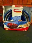 Vtg 2001 PYREX Blue Glass Nesting Bowls Set of Three -No Numbers +NIB+