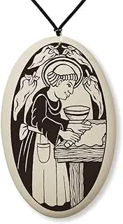 [Touchstone Pottery] St Pascual Baylon Porcelain Oval Medal on Braided Cord | Patron Saint of Kitchens and Cooks