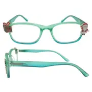 Christmas Reading Glasses 1.5 Holiday Readers Green Eyeglasses +1.50 Santa Gift