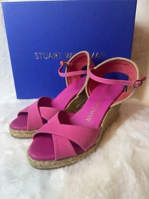 Stuart Weitzman Women's Fuchsia Mirela II Espadrille Wedge Sz 6B