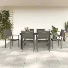 7 Piece Garden Dining Set Black Steel and Textilene AU Stock Outdoor Livin