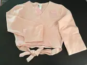 BNWT Girls Sz 12 Pastel Pink Target Dancewear Stretch Crossover Wrap Tie Top