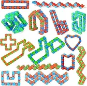 24pcs Random 24 Links Wacky Tracks Snap and Click Fidget Toys, Finger Sensory Toys, Snake Puzzles for Stress Relief, Party Bag Fillers, Party Favours, Random Color，Party Supplies，Carnival Gift