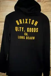MENS BRIXTON LONG BEACH BLACK HOODIE SWEATSHIRT SIZE S
