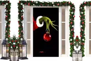 Merry Christmas Door Cover Party Decor Hanging Background Cloth-Grinch