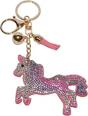 [Popfizzy] Bling Unicorn Keychain Backpack Charms Crystal Bag Charm Shiny Keyfob Bedazzled Keyring, Irma the Unicorn (Gold)