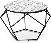 Ivan 72cm Round Marble Coffee Table - Matt Black Base