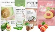 MKNZOME 4 Pairs Foot Peel Mask, Repair Cracked Heels & Remove Dry Dead Skin for Soft Baby Foot Effect, Callus Remover, Foot Exfoliating Socks for Hard Skin, Foot Treatment for Men and Women-Mixed Pack