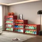 Red Sneaker Storage Cabinet For Shoes With RGB LED Light and Glass Door - Single