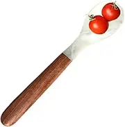 Mother of Pearl Caviar Spoon - Fruit Cake Fork,Wood Handle Caviar Spoons Natural Shell Spoon Mother of Pearl Spoons for Egg Ice Cream Coffee Restaurant Serving