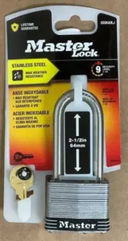 Master Lock Padlock, Laminated Stainless Steel Lock, 2 1/2 in. Wide, 5SSKADLJ