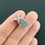 4 Cord End Caps Antique Silver Tone Eagle Large Size - SC908