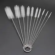 FOREVERIE Multipurpose Flexible Cleaner Brush for Cleaning Straws, Sippy Cups, Bottles, Tube and Pipes, Nozzles, Small Corner Area, Set of 10, Bristles Size from Tiny to Large