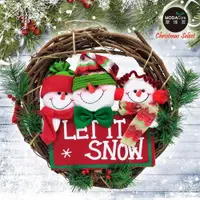在飛比找ETMall東森購物網優惠-摩達客耶誕-13吋聖誕三雪人英文字樹藤花圈