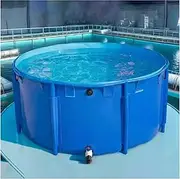 Canvas Fish Pond, Thickened Koi Pond Tank, Outdoor Plastic Koi Pond, Aquaculture Tank with Drainage Valve, Large Collapsible Plastic Pond(1x1m)