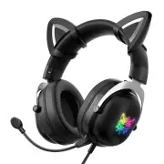 ONIKUMA X11 Cat Ear Headset 3.5mm Jack 50mm Sound Unit RGB Light Gaming Headphon