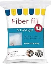 BUTUZE Polyester Fiber, Premium Fiber Fill, High Resilience Fill Fiber, Stuffing for Small Dolls Part Pillow Comforter DIY, 5.3oz, Recyclable (Natural White, 150g)