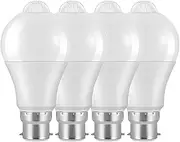 Powstro LED Smart Motion Light Bulbs - B22 PIR Light Sensor Bulb 12W Cool White 6000K Auto On/Off Night Lamp for Stairs, Garage, Corridor, Walkway, Yard, Hallway, Patio, Carport (4 Pack)