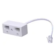 RJ11 Plug to Dual UK BT Telephone Socket Convertor White
