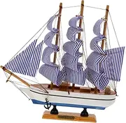 Yardenfun Nautical Bathroom Decor Wooden Sailing Ship Model Mediterranean Style Random Color