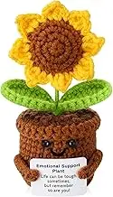 Crochet Sunflower Artificial Flowers for Decorations Funny Positive Gifts for Women Emotional Support Plush Plant for Home Office Desk Car Decor