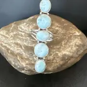 WoMens Cluster Blue Larimar Navajo Sterling Silver Ring Size 9.5 17555
