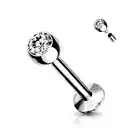 Piercing Labret Ear Ball Set White Rhinestone