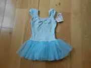 CAPEZIO TUTU DRESS-CAP SLEEVE-AQUA-SIZE MEDIUM-GIRLS 6-8-NEW WITH TAGS!