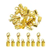 10Pcs Cord End Caps, 5.5mm End Caps Barrel Beads Kumihimo Iron (Gold)