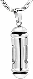 KETIME Glass Tube/Locket Pendant for Loved One Memorial Ashes Holder,Stainless Steel Cremation Glass Pendant Urns