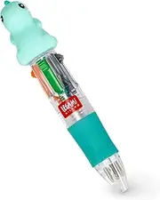 Legami - Mini Ballpoint Pen 4 Colours Mini Magic Rainbow 4 Colour Ink Green Blue Orange Black Tip 1mm Ergonomic Silicone Grip Diameter 2.3cm Height 10cm Dino