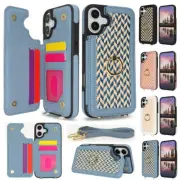 Crossbody Wallet Case Ring Cover For iPhone 15 16 Pro Max 14 Plus 13 12 11 7 8
