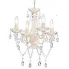 Mini Crystal Chandeliers Acrylic Beige Chandelier Lighting 4 Light Modern Han...